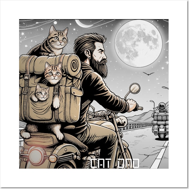 Cat Dad and Biker Wall Art by DAZu